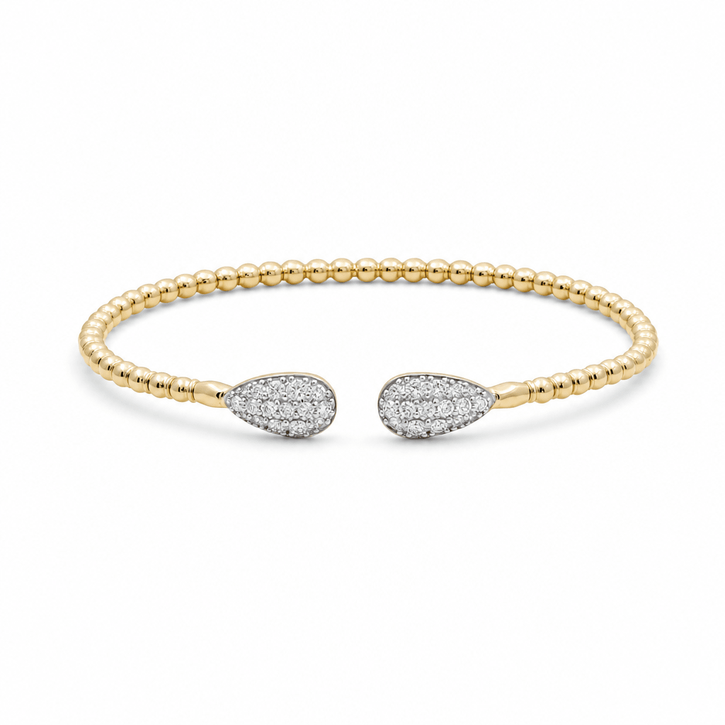 Yellow Gold 10K Bangle Diamond Women's Bracelet with 0.50Tw Round Diamonds - Miral Jewelry