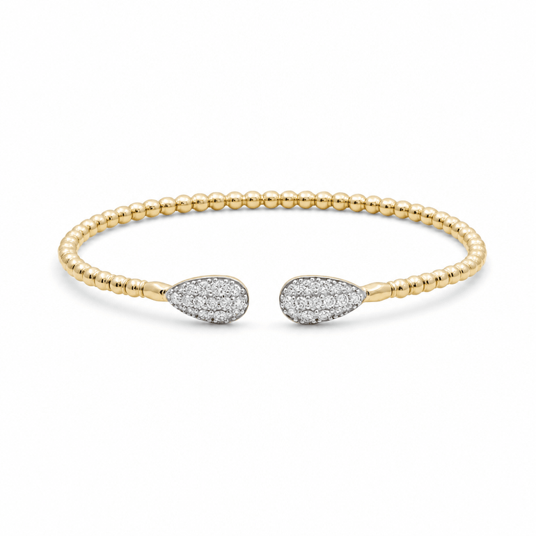 Yellow Gold 10K Bangle Diamond Women's Bracelet with 0.50Tw Round Diamonds - Miral Jewelry