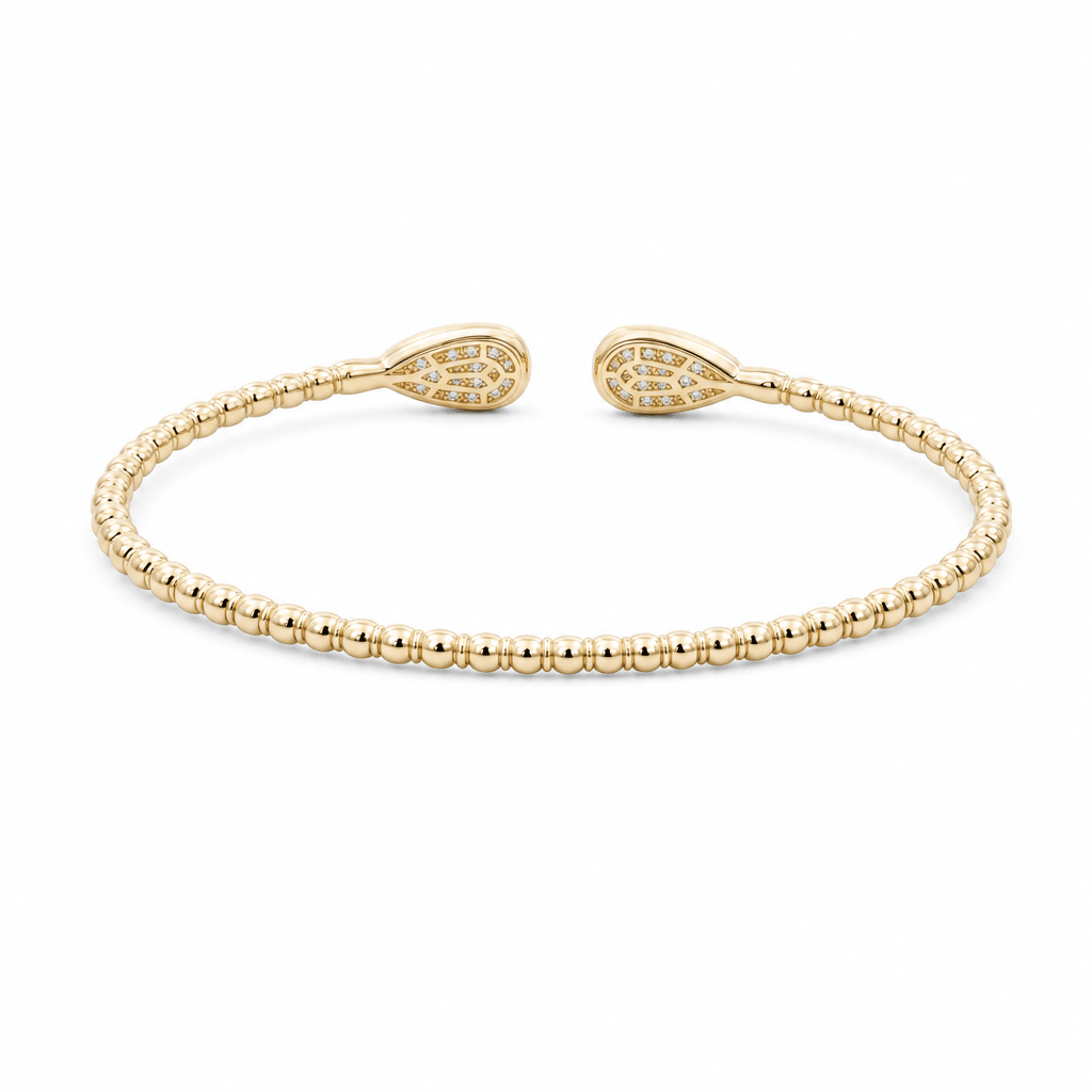 Yellow Gold 10K Bangle Diamond Women's Bracelet with 0.50Tw Round Diamonds - Miral Jewelry