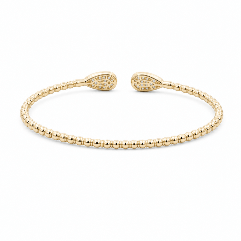 Yellow Gold 10K Bangle Diamond Women's Bracelet with 0.50Tw Round Diamonds - Miral Jewelry