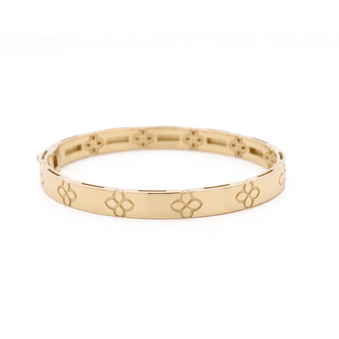 14K Yellow Gold Bangle with Engraved Flowers