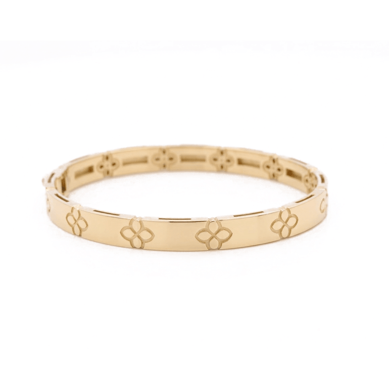 14K Yellow Gold Bangle with Engraved Flowers