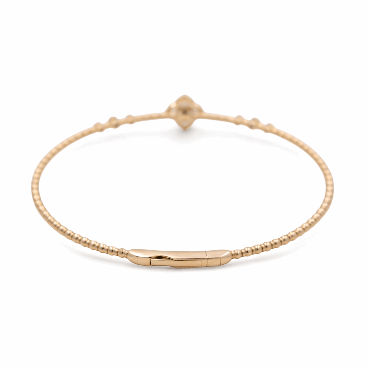 Yellow Gold 14K Bangle Diamond and Mop Flower Women's Bracelet with 0.20Tw Round Diamonds - Miral Jewelry