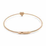 Yellow Gold 14K Bangle Diamond Heart Women's Bracelet with 0.10Tw Round Diamonds - Miral Jewelry