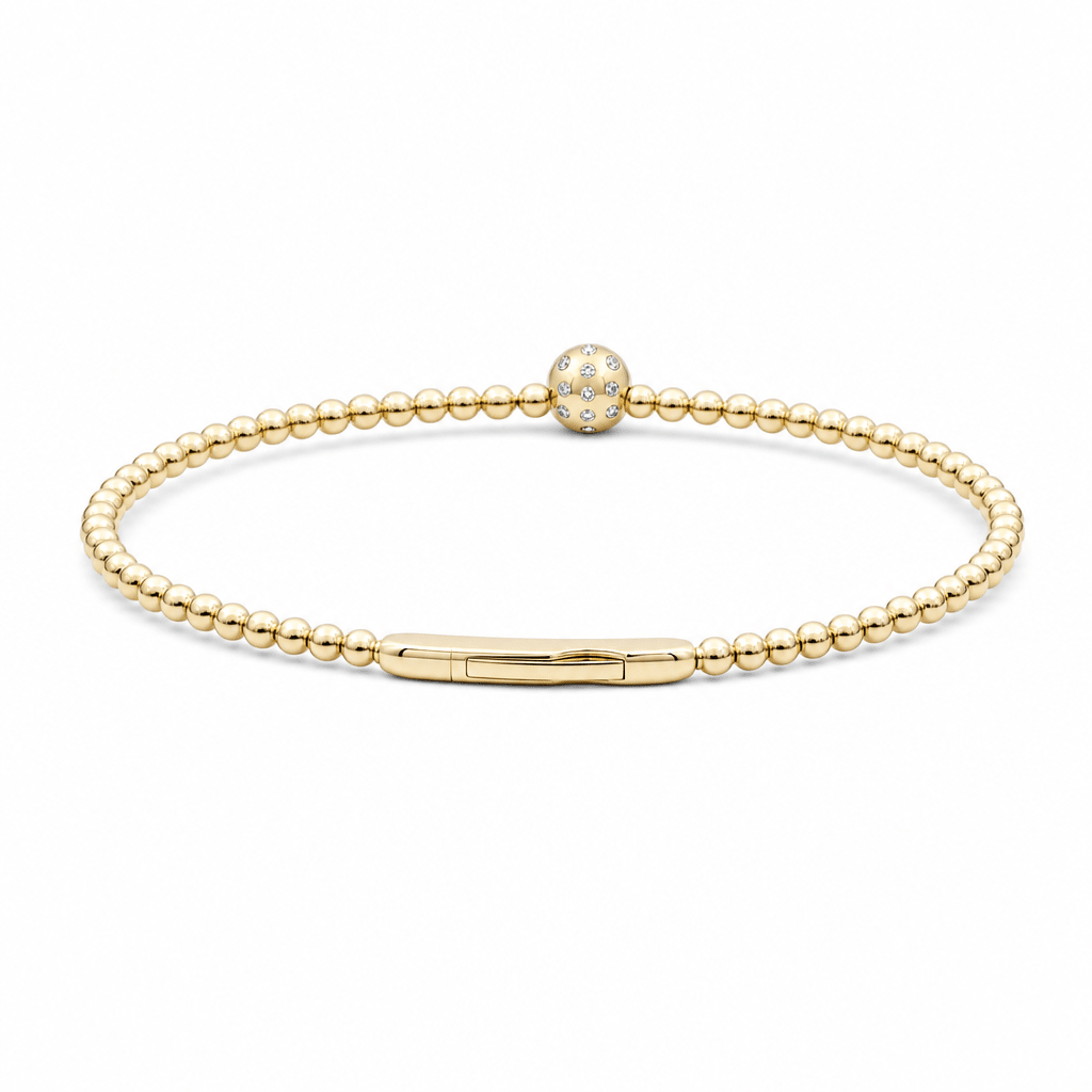 Yellow Gold 14K Bangle Diamond Women's Bracelet with 0.16Tw Round Diamonds - Miral Jewelry