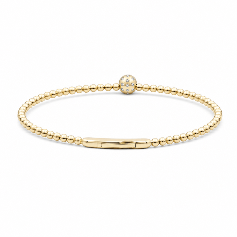 Yellow Gold 14K Bangle Diamond Women's Bracelet with 0.16Tw Round Diamonds - Miral Jewelry