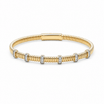 Yellow Gold 14K Bangle Diamond Women's Bracelet with 0.20Tw Round Diamonds - Miral Jewelry