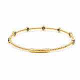 Yellow Gold 14K Bangle Diamond Women's Bracelet with 0.20Tw Round Diamonds and Saphires - Miral Jewelry