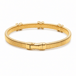 Yellow Gold 14K Bangle Diamond Women's Bracelet with 0.26Tw Round Diamonds - Miral Jewelry