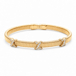 Yellow Gold 14K Bangle Diamond Women's Bracelet with 0.26Tw Round Diamonds - Miral Jewelry
