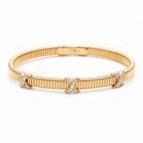 Yellow Gold 14K Bangle Diamond Women's Bracelet with 0.26Tw Round Diamonds - Miral Jewelry