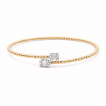 Yellow Gold 14K Bangle Diamond Women's Bracelet with 0.32Tw Baguette Diamonds - Miral Jewelry