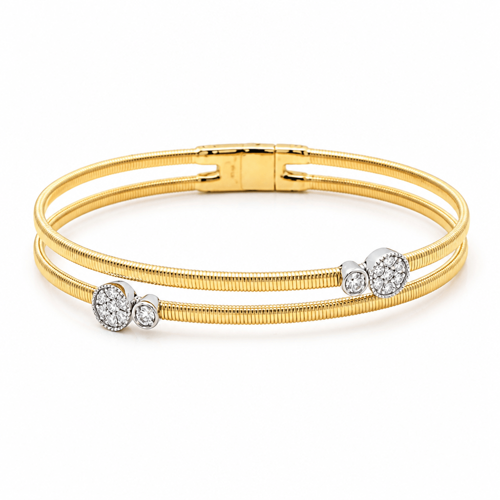 Yellow Gold 14K Bangle Diamond Women's Bracelet with 0.32Tw Round Diamonds - Miral Jewelry