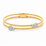 Yellow Gold 14K Bangle Diamond Women's Bracelet with 0.32Tw Round Diamonds - Miral Jewelry