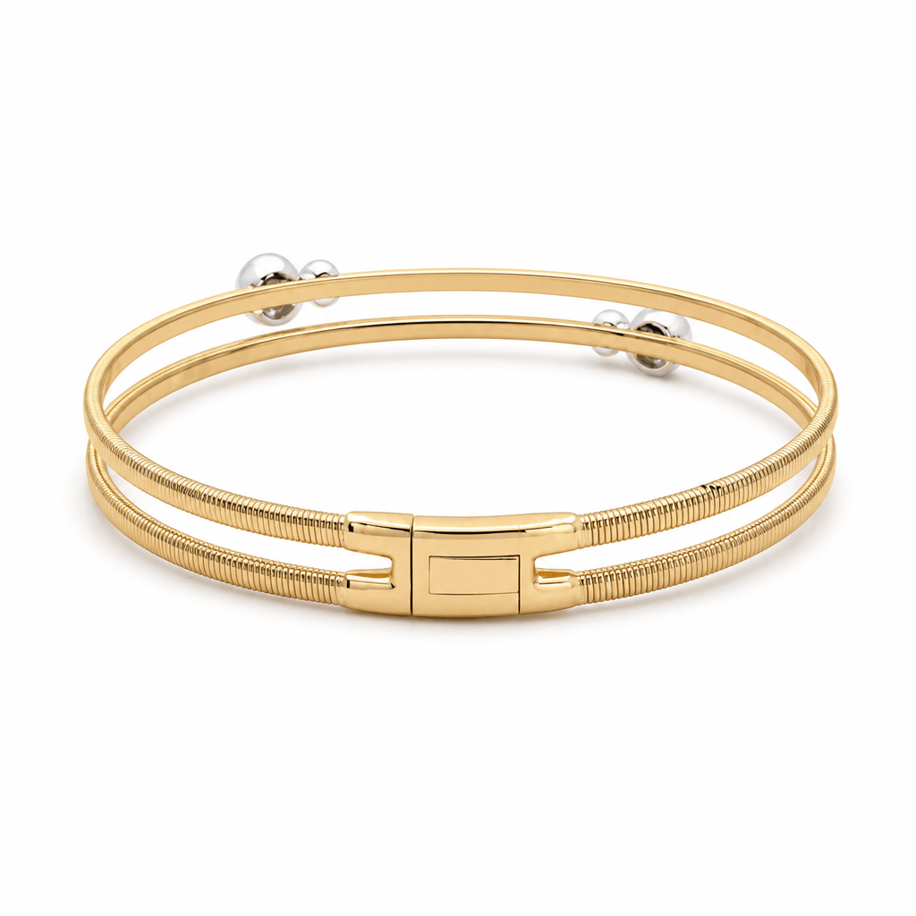 Yellow Gold 14K Bangle Diamond Women's Bracelet with 0.32Tw Round Diamonds - Miral Jewelry