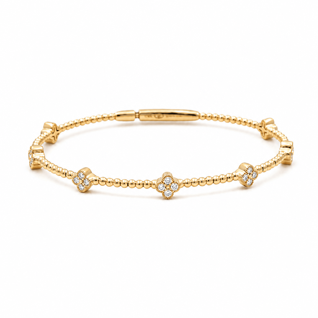 Yellow Gold 14K Bangle Diamond Women's Bracelet with 0.37Tw Round Diamonds - Miral Jewelry