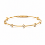 Yellow Gold 14K Bangle Diamond Women's Bracelet with 0.37Tw Round Diamonds - Miral Jewelry
