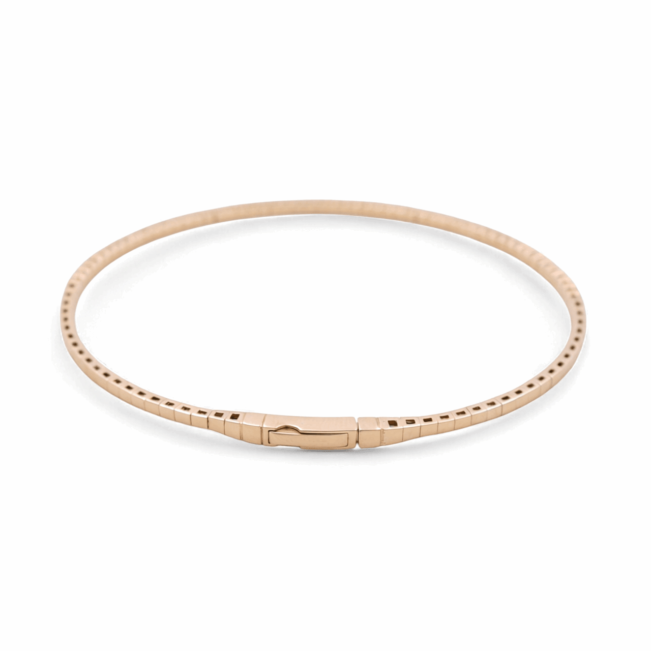 14K Yellow Gold Emerald & Diamond Eternity Flex Bangle – view 2