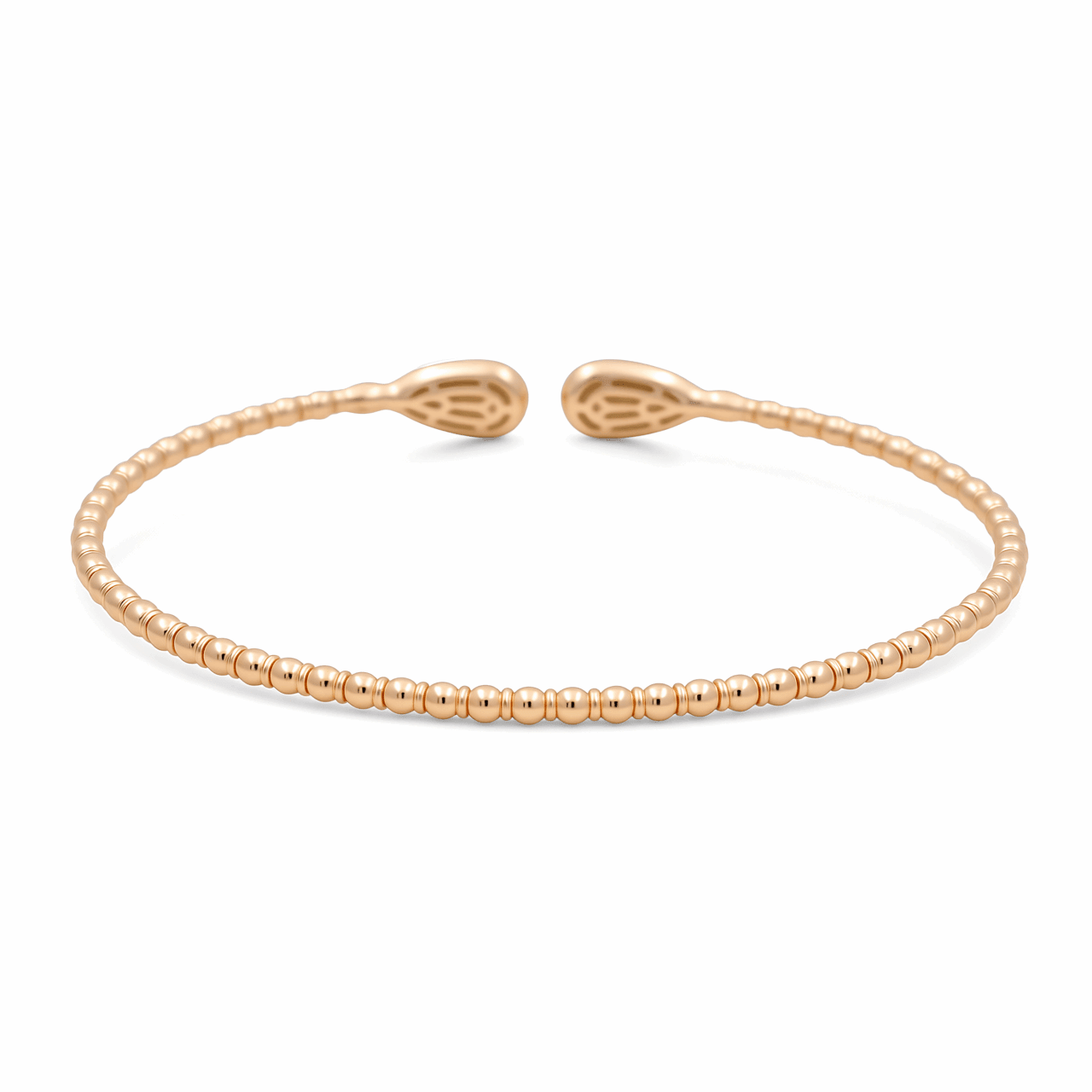 14K Yellow Gold Beaded Cuff with Pavé Diamond Teardrops 0.50 ct tw – view 2