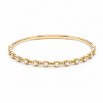 Yellow Gold 14K Bangle Diamond Women's Bracelet with 0.50Tw Round Diamonds - Miral Jewelry