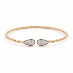 Yellow Gold 14K Bangle Diamond Women's Bracelet with 0.50Tw Round Diamonds - Miral Jewelry