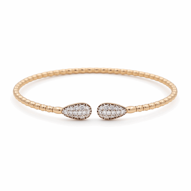 Yellow Gold 14K Bangle Diamond Women's Bracelet with 0.50Tw Round Diamonds - Miral Jewelry
