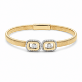 Yellow Gold 14K Bangle Diamond Women's Bracelet with 0.55Tw Round Diamonds - Miral Jewelry