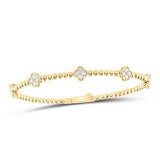 Yellow Gold 14K Bangle with 5 Flowers Diamond Women's Bracelet with 0.75Tw Round Diamonds - Miral Jewelry
