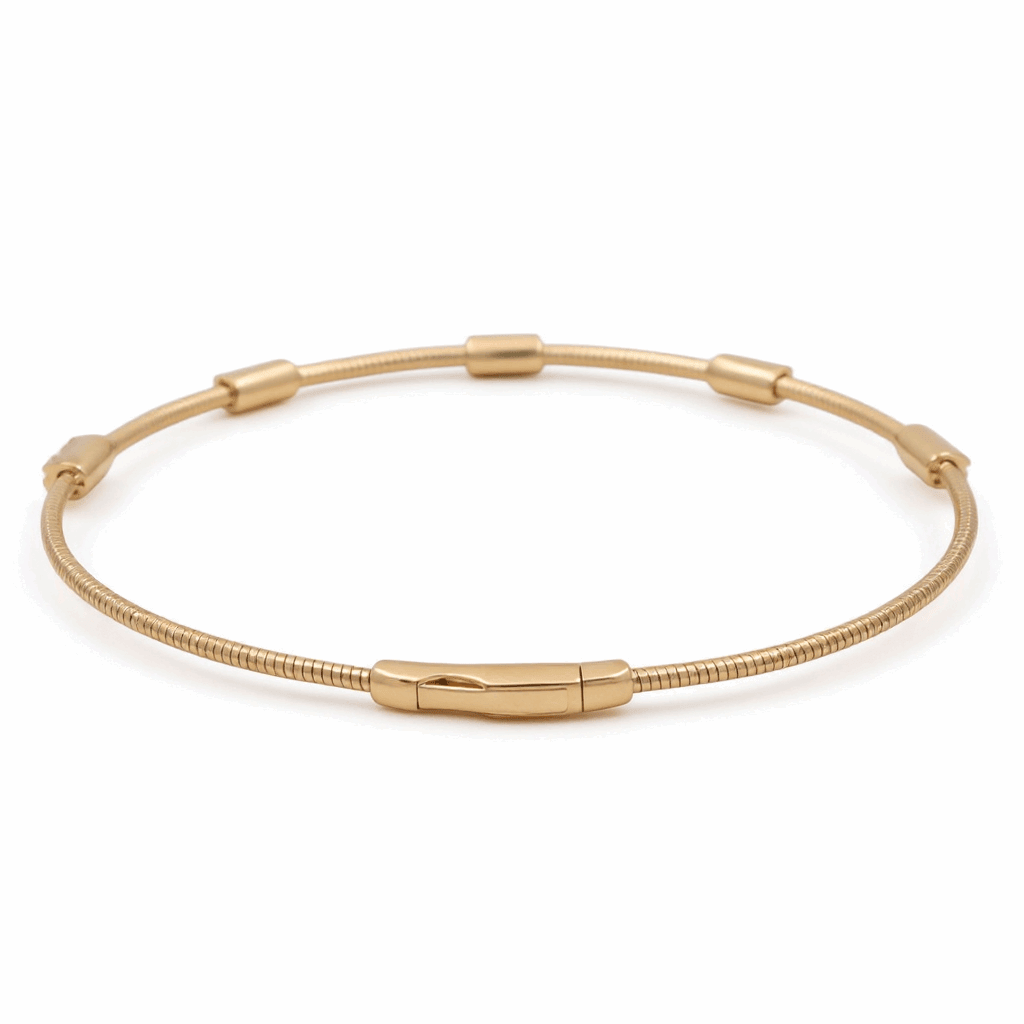 Yellow Gold 14K Bangle with Flower Diamond Women's Bracelet with 0.75Tw Round Diamonds - Miral Jewelry