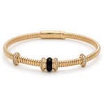 Yellow Gold 14K Bangle Women's Bracelet with 0.25 Tw Round Diamonds and Round Diamonds - Miral Jewelry