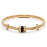 Yellow Gold 14K Bangle Women's Bracelet with 0.25 Tw Round Diamonds and Round Diamonds - Miral Jewelry
