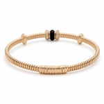 Yellow Gold 14K Bangle Women's Bracelet with 0.25 Tw Round Diamonds and Round Diamonds - Miral Jewelry