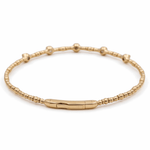 Yellow Gold 14K Bangle Women's Bracelet with 0.33 Tw Round Diamonds - Miral Jewelry