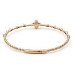 Yellow Gold 14K Bangle Women's Bracelet with 0.33 Tw Round Diamonds wiith Mop Flower - Miral Jewelry