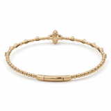 Yellow Gold 14K Bangle Women's Bracelet with 0.33 Tw Round Diamonds wiith Mop Flower - Miral Jewelry