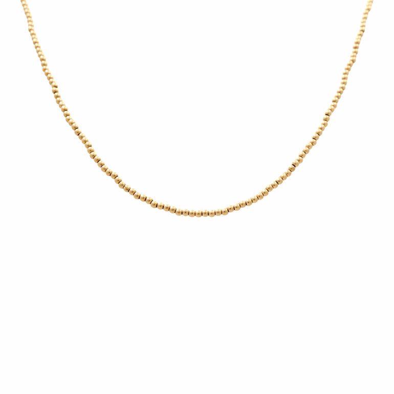 Yellow Gold 14K Beads Necklace 18" - Miral Jewelry