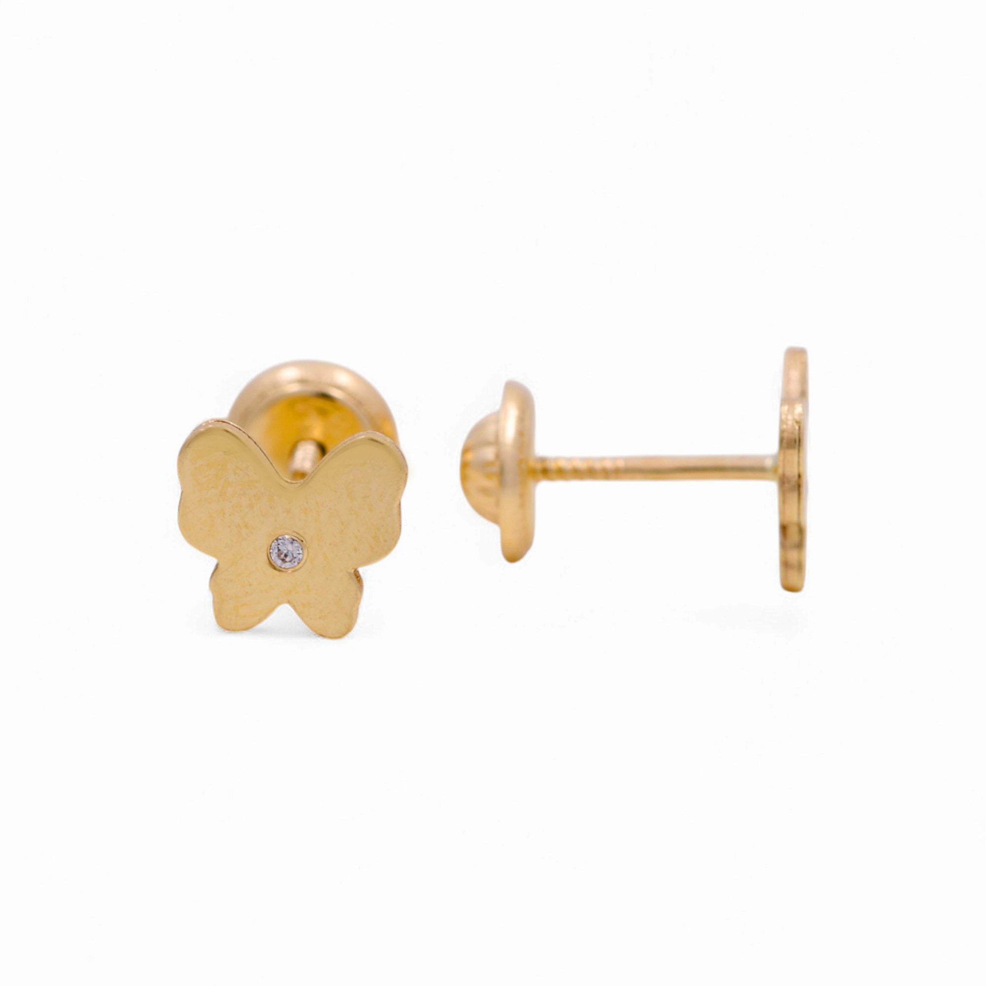 14K Yellow Gold Butterfly Stud Earrings
