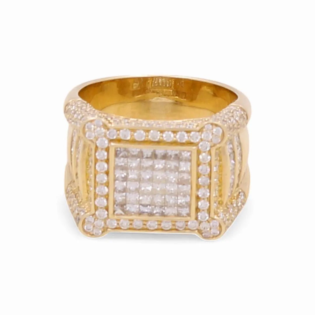 Yellow Gold 14k Contemporary Diamond Ring with 2.75Tw Princess Diamonds - Miral Jewelry
