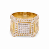 Yellow Gold 14k Contemporary Diamond Ring with 2.75Tw Princess Diamonds - Miral Jewelry