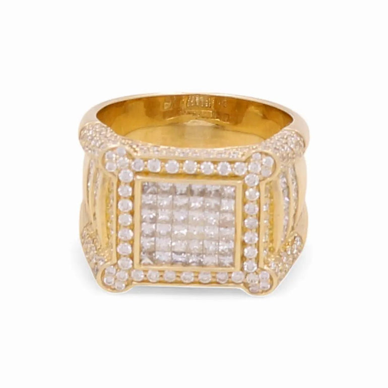 Yellow Gold 14k Contemporary Diamond Ring with 2.75Tw Princess Diamonds - Miral Jewelry