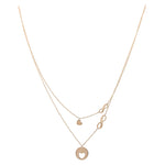 Yellow Gold 14K Double Necklace Infinit with Heart 18" - Miral Jewelry