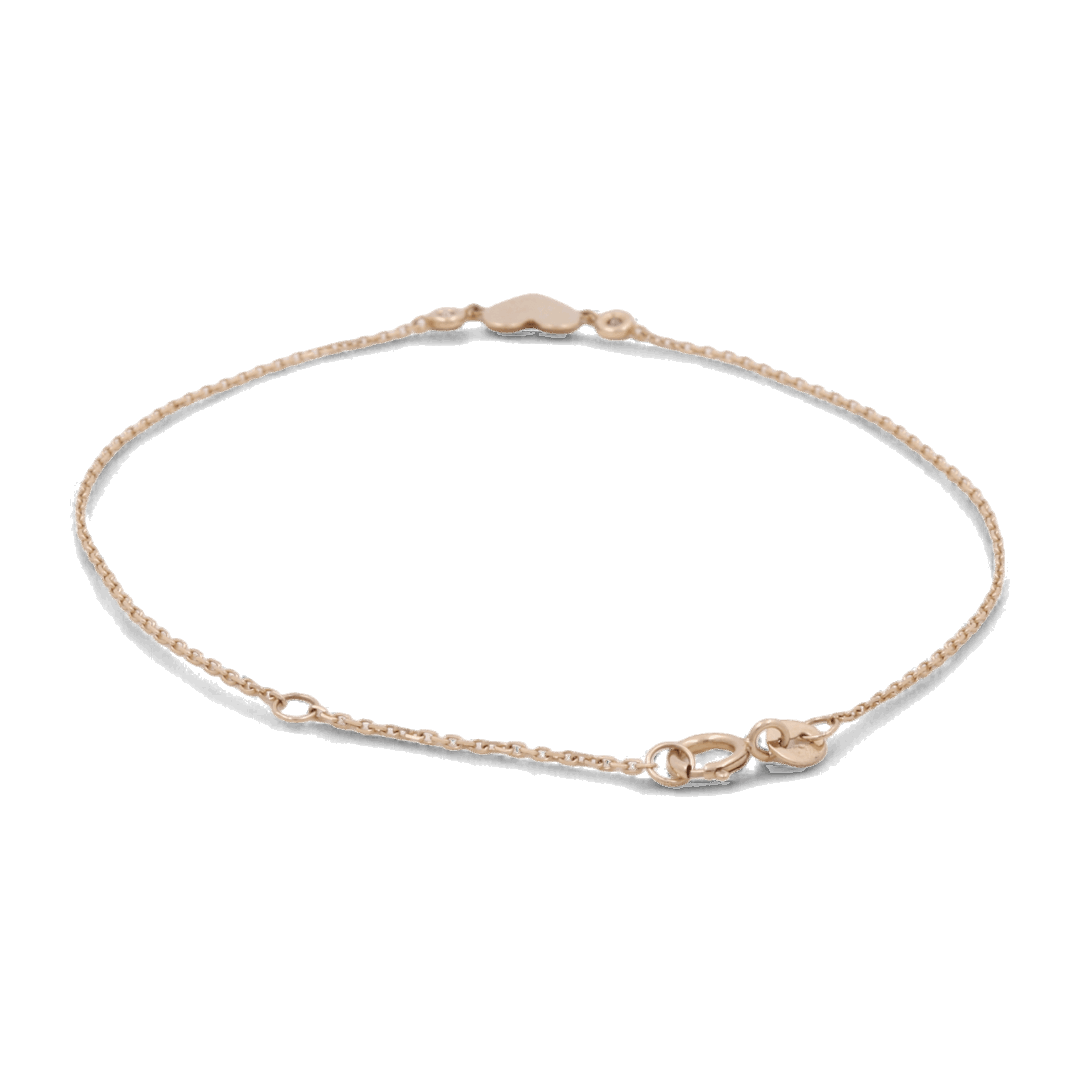 Yellow Gold 14K Fancy Link Diamond Women's Bracelet Heart with 0.04Tw Round Diamonds - Miral Jewelry