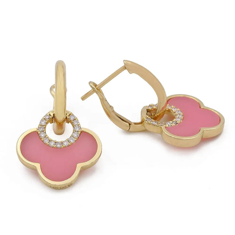 Yellow Gold 14K Fashion Earrings With Diamonds - Miral Jewelry