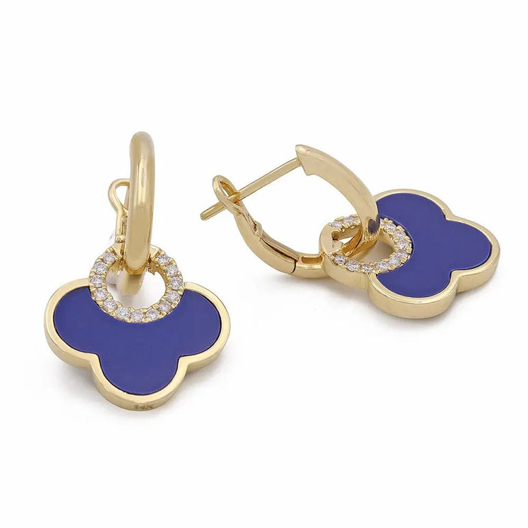 Yellow Gold 14K Fashion Earrings With Diamonds - Miral Jewelry