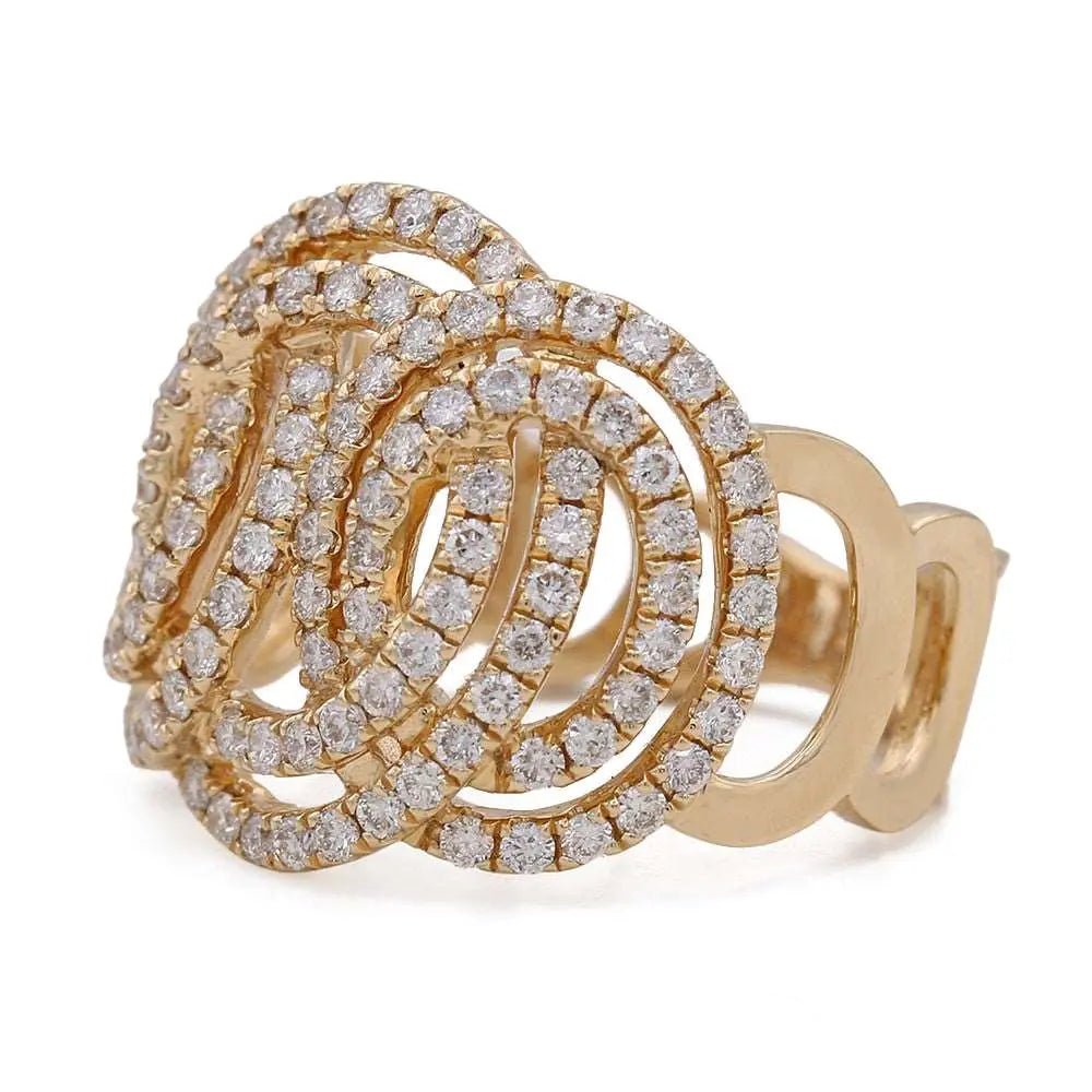 14K Yellow Gold Interlocking Ovals Diamond Ring 1.32 ct tw – view 2
