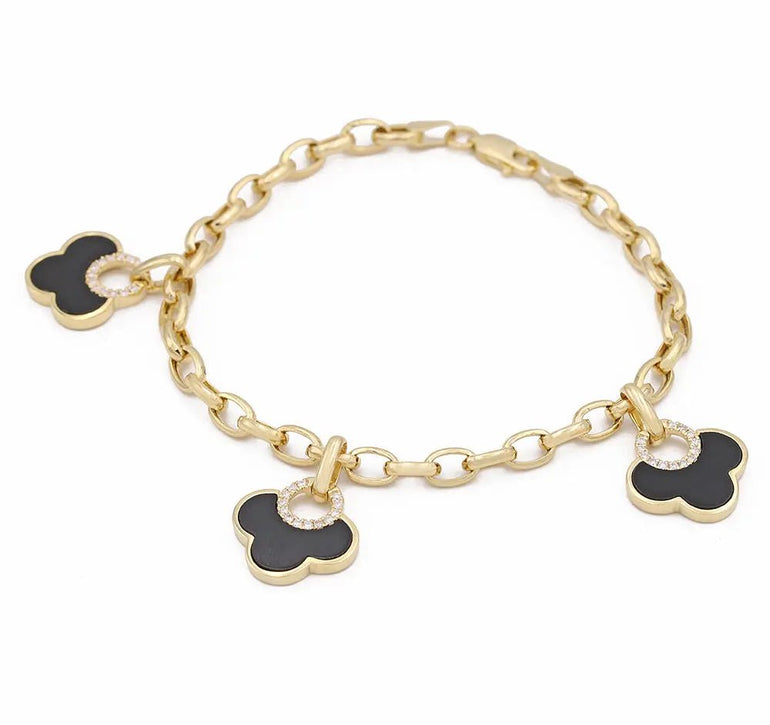 Yellow Gold 14K Fashion Women's Bracelet With Diamonds - Miral Jewelry