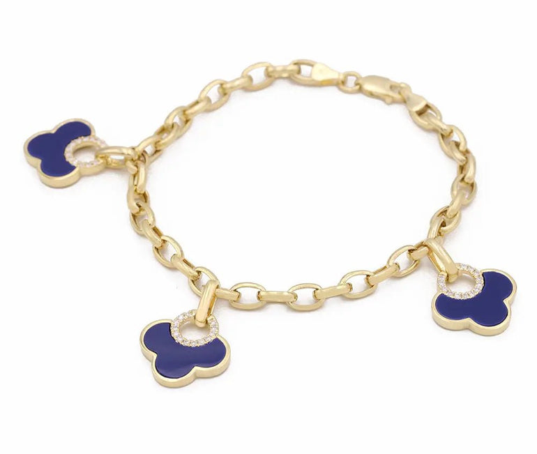 Yellow Gold 14K Fashion Women's Bracelet With Diamonds - Miral Jewelry