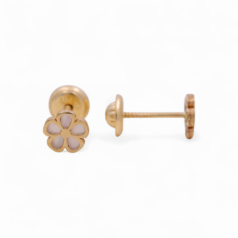 Yellow Gold 14k Flower Stud Earrings - Miral Jewelry
