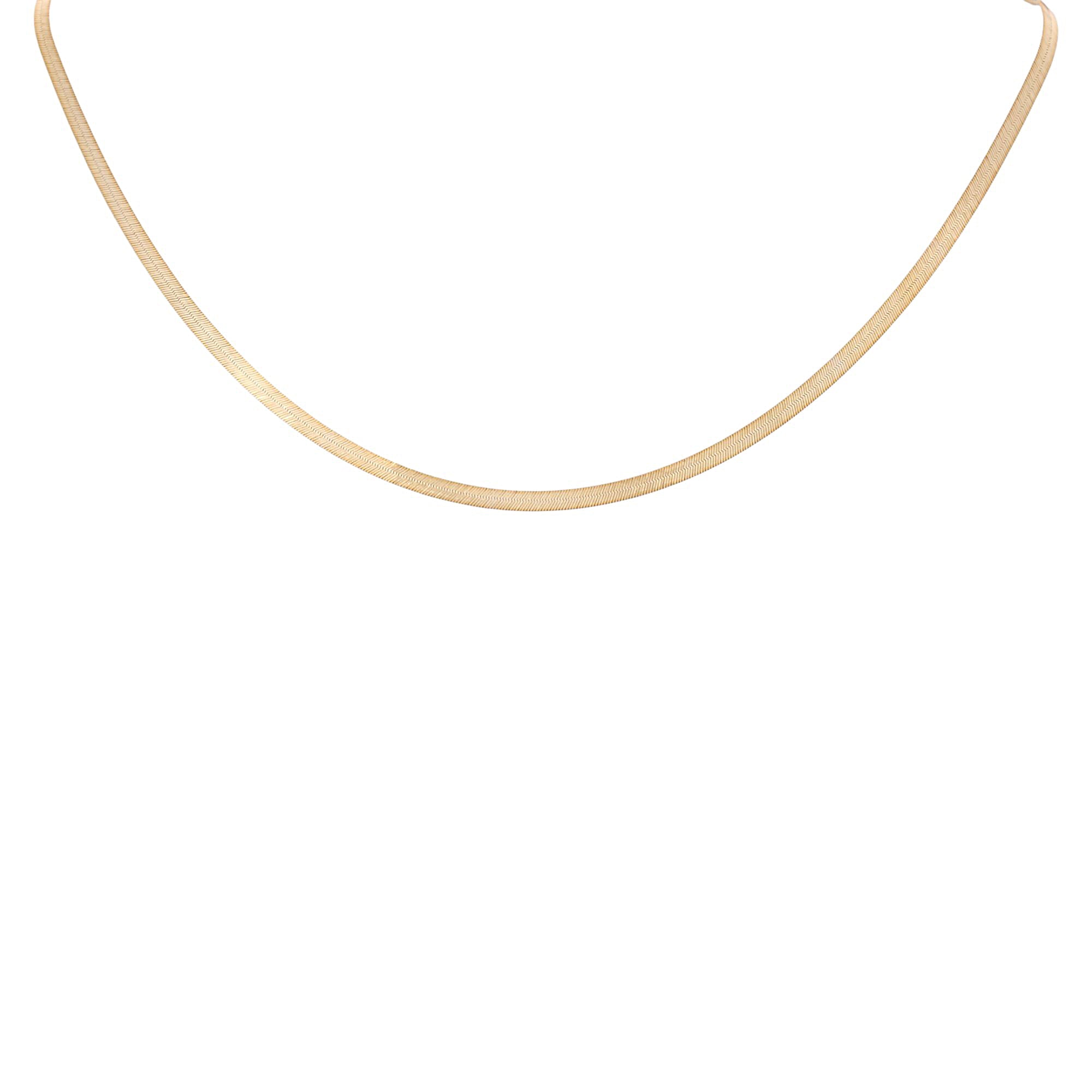 Yellow Gold 14K Herrigbone Chain Necklace 18" - Miral Jewelry