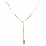 Yellow Gold 14K Paper Clip Drop Necklace 16" - Miral Jewelry